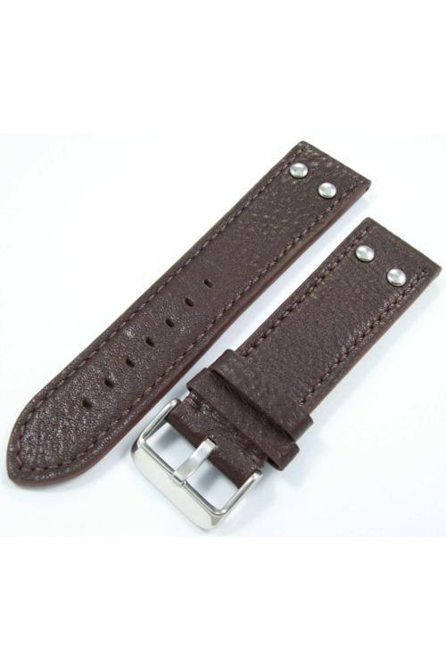 Deri Saat Kayışı Puntolu Spor Model 22Mm Kahverengi Saat Kordonu
