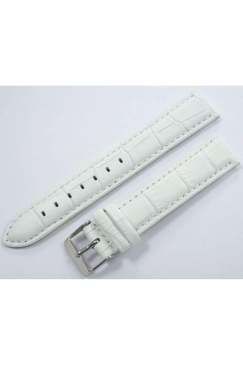 Bizon Deri  Kayış 24 Mm Beyaz Saat Kordonu Kroko Spor Kolçak