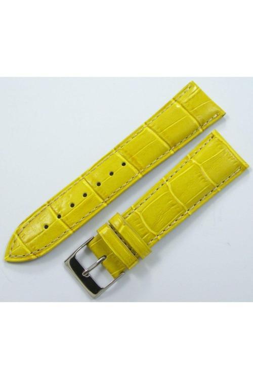 Bizon Deri Saat Kordonu Limon Sarısı 18Mm Dikişli Saat Kayışı Kro