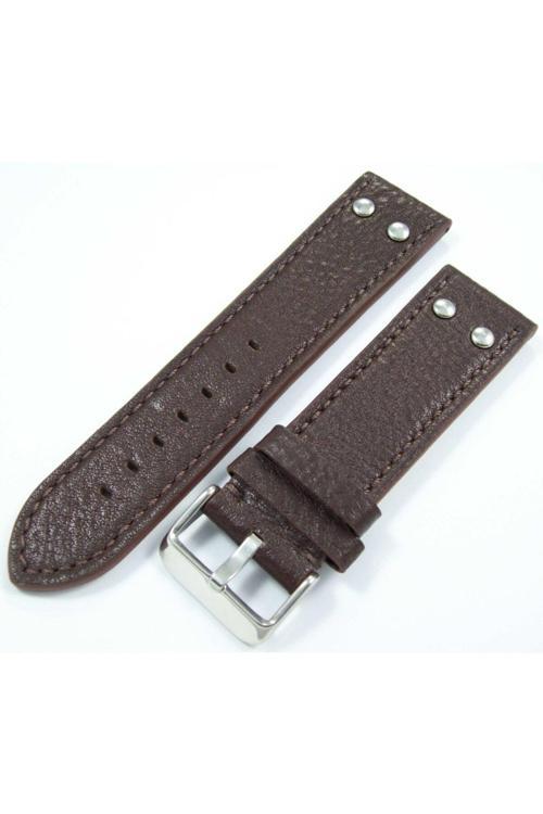 Deri Saat Kayışı Puntolu Spor Model 26Mm Kahverengi Saat Kordonu