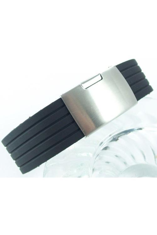 Siyah Klipsli Kauçuk Silikon Saat Kordonu 24Mm Spor Akıllı Pimli Saat Kayışı