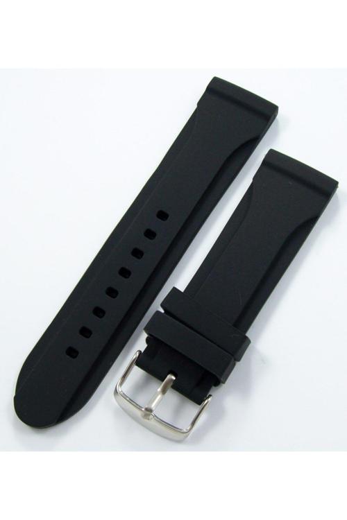 Siyah Kokusuz Silikon 24Mm Saat Kordonu Yumuşak Spor Kayışı Oval
