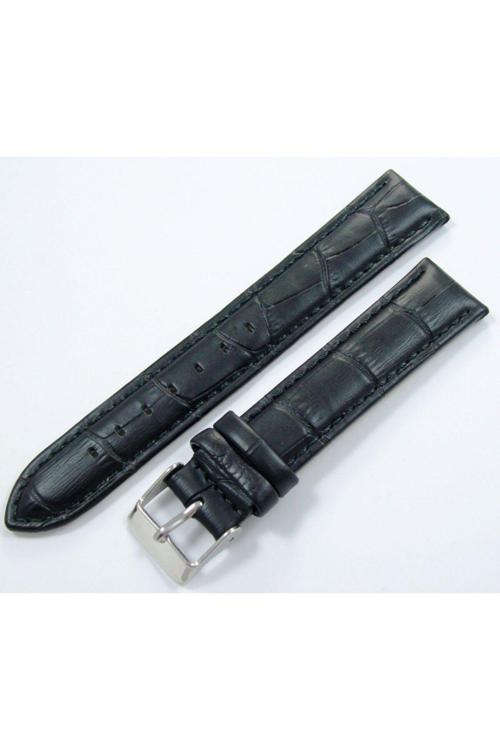 Bizon Deri Saat Kayışı 18Mm Siyah Saat Kordonu Kroko Baskı Kalite
