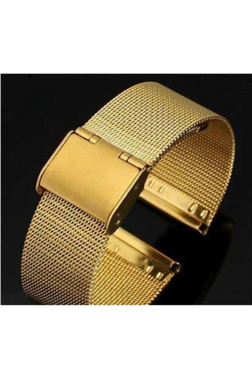 Ince Hasır Metal Saat Kordonu Sarı Çelik Hasır Kordon 24Mm Kayış