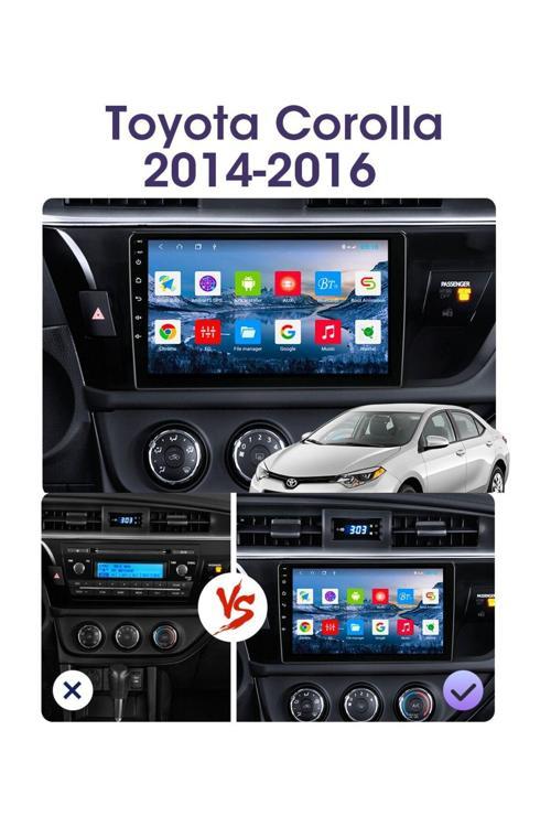 Toyota Corolla(2014-2016)-10.1'Android-4Gb-64-Ön Kamera Dvr-Car Play-Mikrofon-Wifi-Bt-Hd Kamer
