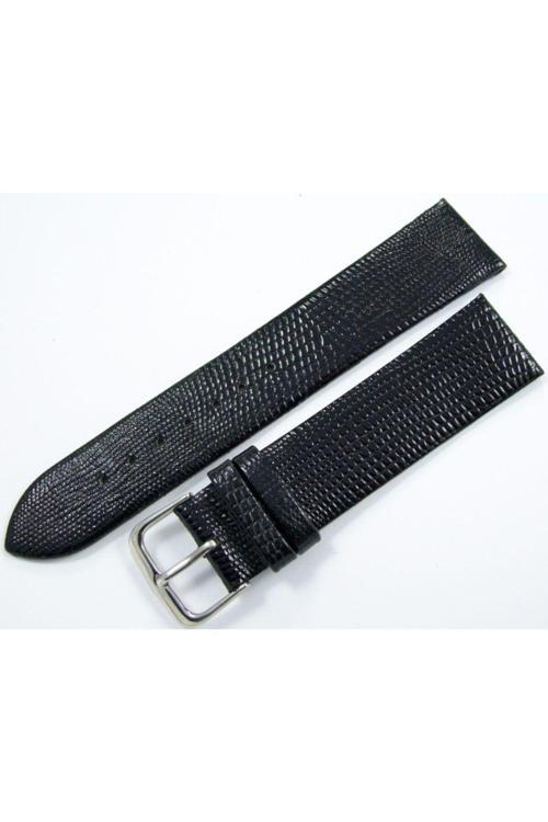 Bizon Deri Saat Kayışı 24 Mm Siyah Yılan Desenli Saat Kordonu İnce