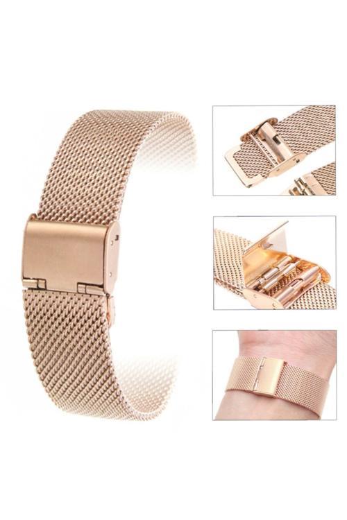 24Mm Saat Kordonu Rose Bakır Hasır Kolçak 1.Kalite Örgü Kordon
