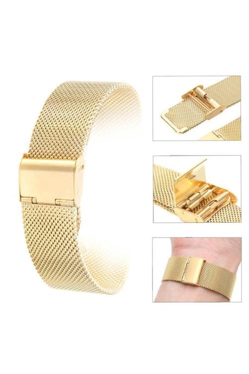 24Mm Saat Kordonu Sarı Çelik Hasır Gold 1.Kalite Örgü Kordon