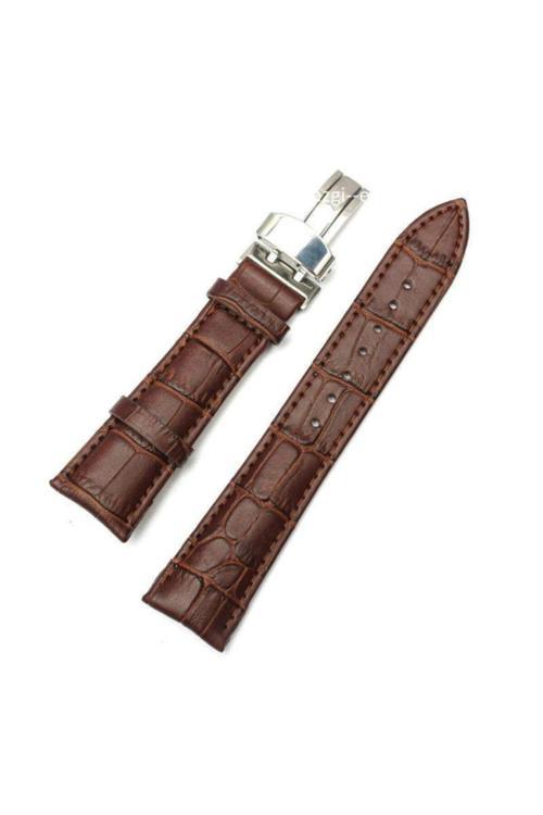 Bizon Deri Saat Kayışı 24Mm Spor Kahverengi Klipsli Saat Kordonu