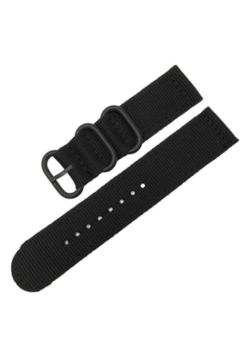 Kumaş Perlon Siyah 24Mm Spor Saat Kordonu Kayışı