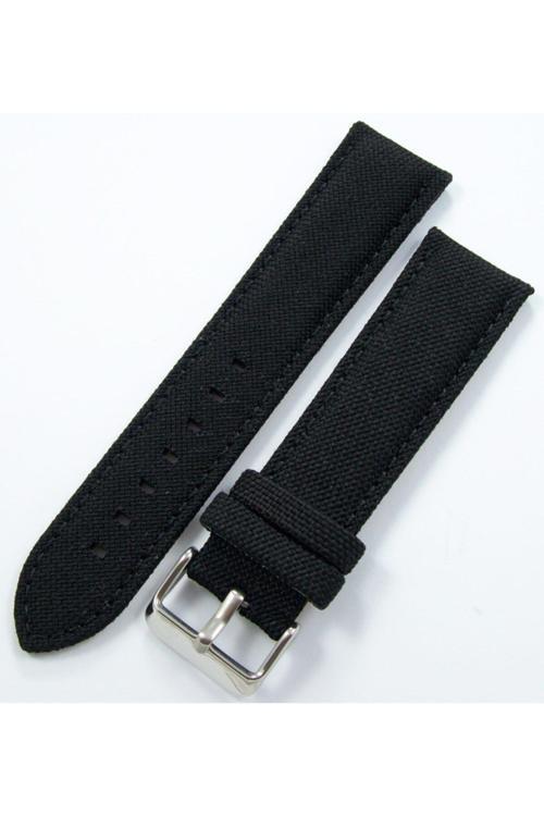 Bizon Siyah Kumaş Saat Kordonu 24Mm Dokuma Spor Perlon Kayış