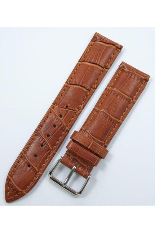Bizon Taba Deri Saat Kordonu 20Mm Açık Kahverengi Spor Kayışı Kro