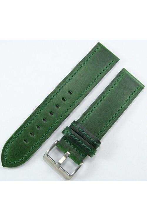 Bizon Yeşil Haki Gerçek Deri Saat Kordonu 22Mm Akıllı Pimli Spor Saat Kayışı