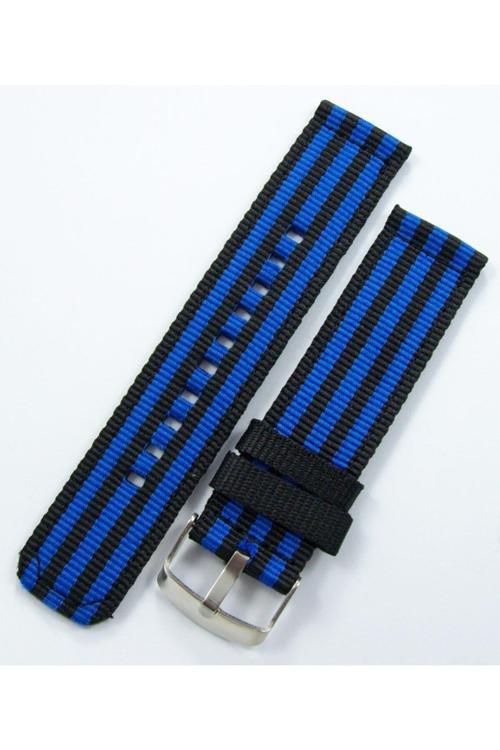 Kumaş Perlon Siyah Mavi 24Mm Spor Saat Kordonu Kayışı Nato