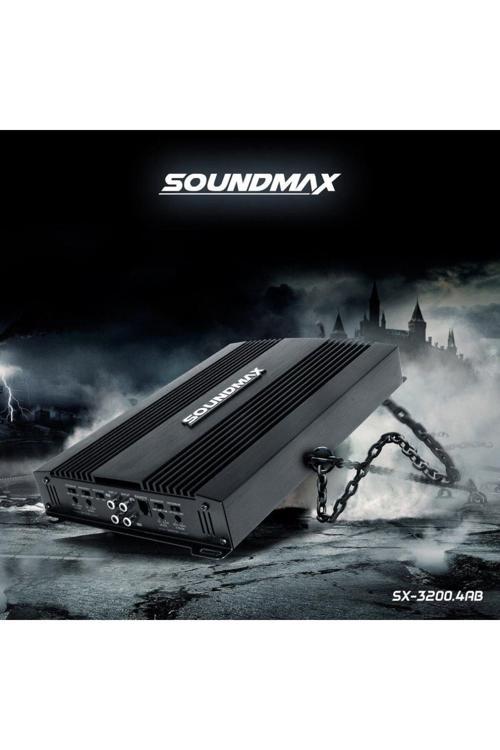 Sx-3200.4Ab 4000W 4 Kanal Oto Amfi Profesyonel 4X80 Bas Kontrol Aparatlı