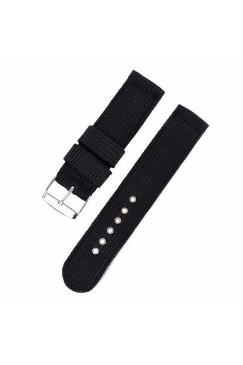Kumaş Tekstil Perlon 20Mm Saat Kordonu Siyah Saat Kayışı Kolçak