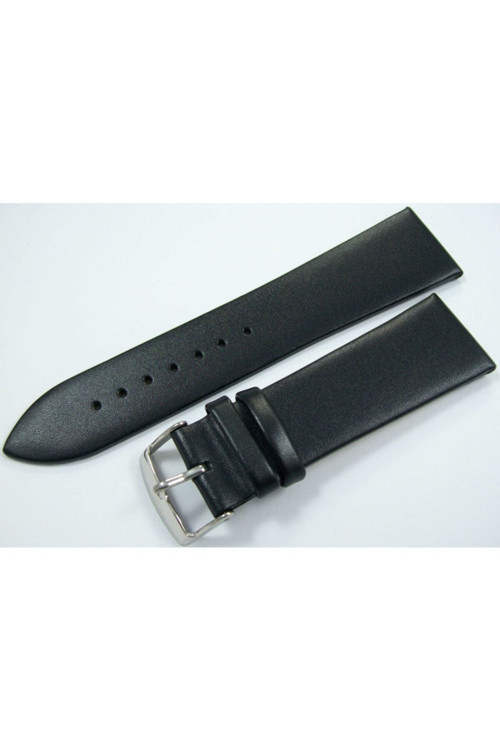 Bizon 18Mm Siyah Deri Saat Kayışı Dikişsiz Klasik Saat Kordonu Si