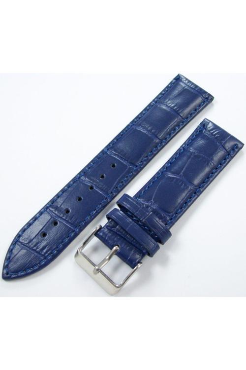 Çivit Mavisi Deri Saat Kordonu 24 Mm Saat Kayışı Dikişli Parlament Mavisi