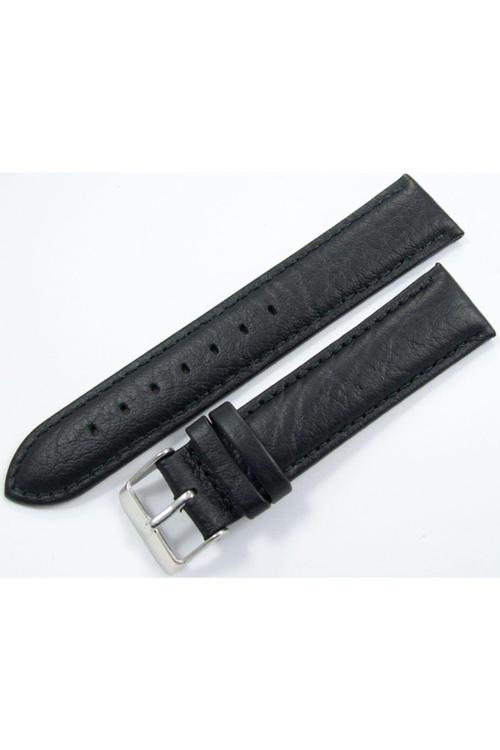 Deri Saat Kayışı 20 Mm Xl Uzun Siyah Saat Kordonu Çatlak