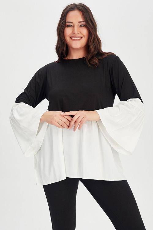 Krem İspanyol Kol Poplin Tunik