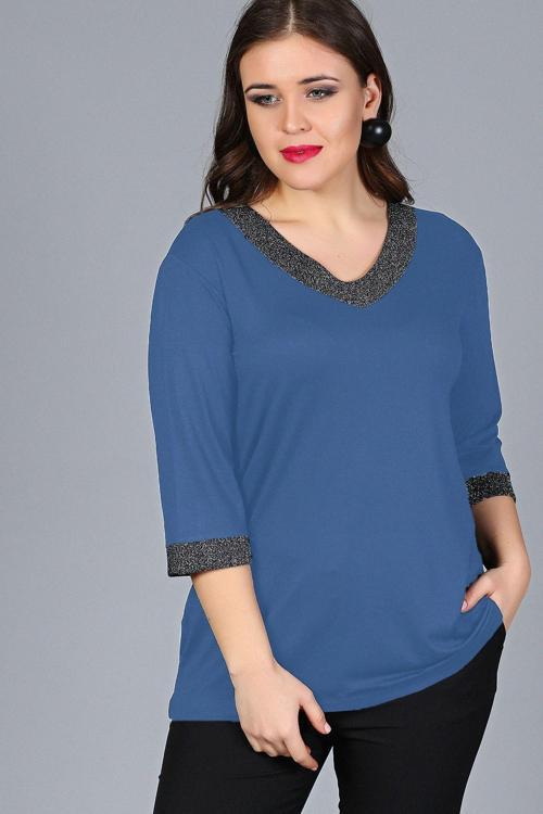Büyük Beden Yaka Kolucu Sim Bluz