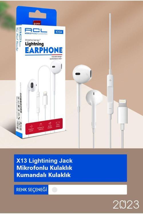 K1-34 1.2 Mt Mikrafonlu Kumandalı Lıghtnıng Jack Girişli Kulaklık