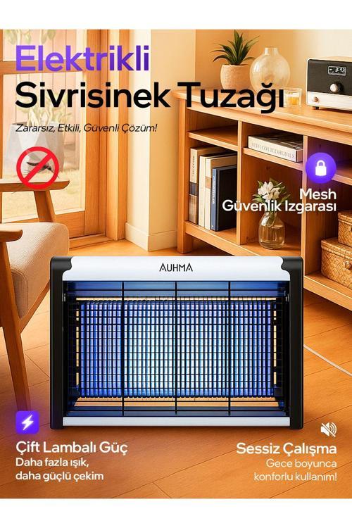 Aqm01 Çift Ampullü Elektrikli Sineklik | Sivrisinek Kovucu & Yakalama Cihazı | 30 M² Etki Alan