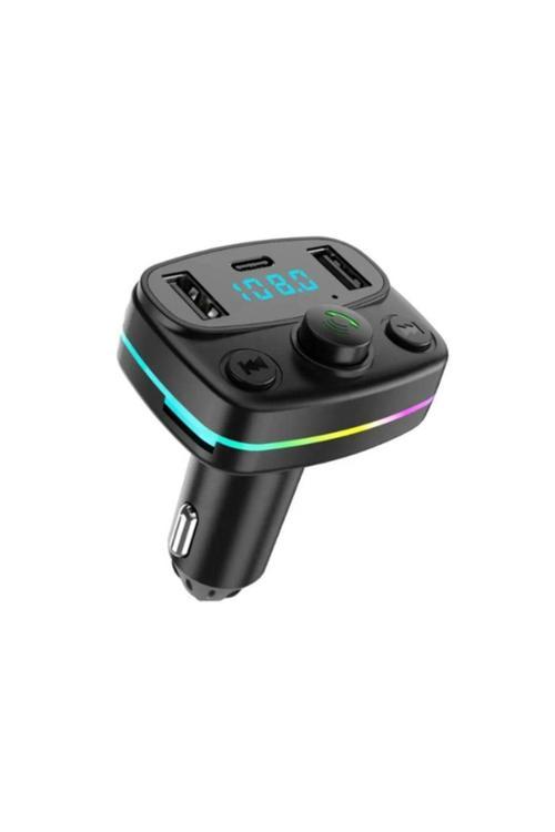 Fm Transmitter 5.0 Led Işıklı Bluetooth Araç Kiti Usb Mp3 Sd Kart Çakmaklık Girişli Oto Müzik Çalar