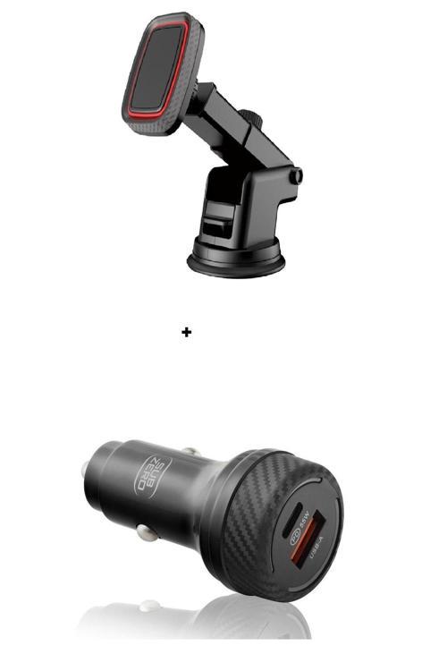 Akrobat Telefon Tutucu Manyetik Araç Tutacağı+55W Hızlı Pd+Çift Çıkışlı Araç Şarj Başlığı