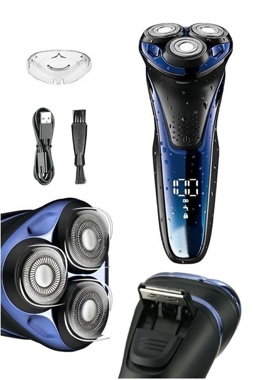 Egonex V-306 Aqua Deep Blue Touch Islak & Kuru Şarjlı Su Geçirmez Tıraş Makinesi Günlük Sıfır Tıraş