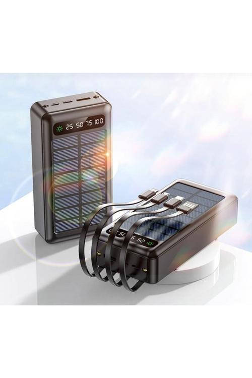 30.000Mah Led Ekran Göstergeli Işıklı Powerbank Solar Şarjlı