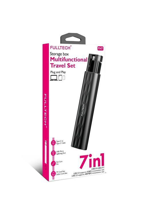 7İn1 Type-C To Type-C Kablo, Tf Kart Yuvası, Usb/Mikro/Lightning Port, Sim Kart İğnesi Seyahat Seti