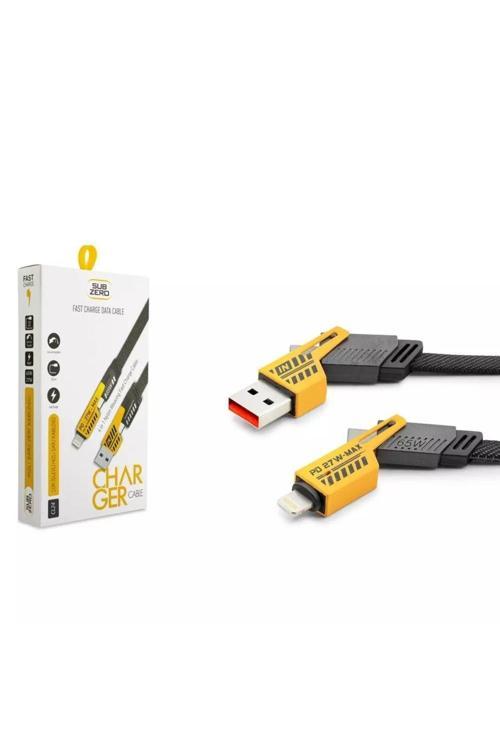 Cl24 4İn1 Type-C 65W To Usb-A + Type-C To Lightning 27W Hızlı Şarj Kablosu
