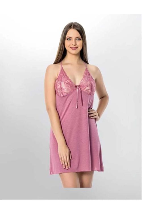Kadın Dantelli İp Askılı Gecelik Kota 6334