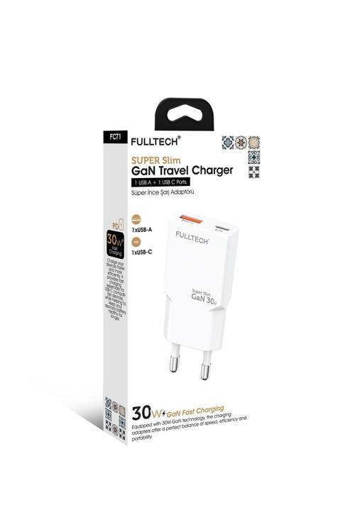 Fc71 30W Gan Süper Ince Hızlı Şarj Adaptörü | 1X Usb-A 1X Usb-C | Pd 30W & Qc 3.0 Destekl