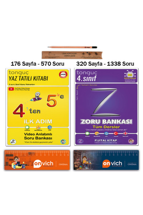 Tonguç Yayınları 5. Sınıf 4 Ten 5 E Hazırlık Yaz Tatili Kitabı - 4. Sınıf Zoru Bankası Tekrar Seti 2 Kitap