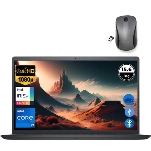 Inspiron 3520 i7 1255U 48GB 1TB M.2 SSD I35201013U ATL54 O/B 15.6" Ubuntu Taşınabilir Bilgisayar+Mouse