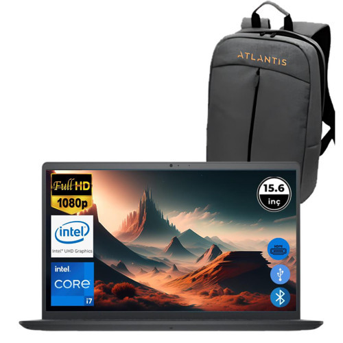 Inspiron 3520 i7 1255U 8GB 256 GB M.2 SSD I35201013U ATL61 O/B 15.6" Ubuntu Taşınabilir Bilgisayar+Çanta