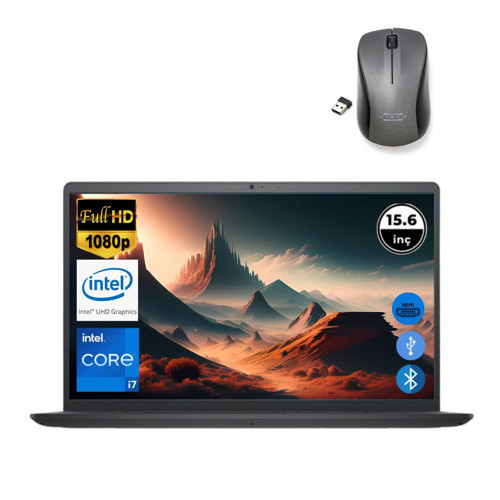 Inspiron 3520 i7 1255U 8GB 512 GB M.2 SSD I35201013U ATL32 O/B 15.6" Ubuntu Taşınabilir Bilgisayar+Mouse
