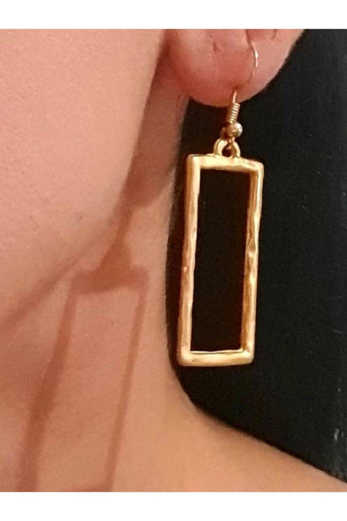 Gold Altın Renk Kaplama Antik Çelik Desenli Kadın Sallantılı Küpe