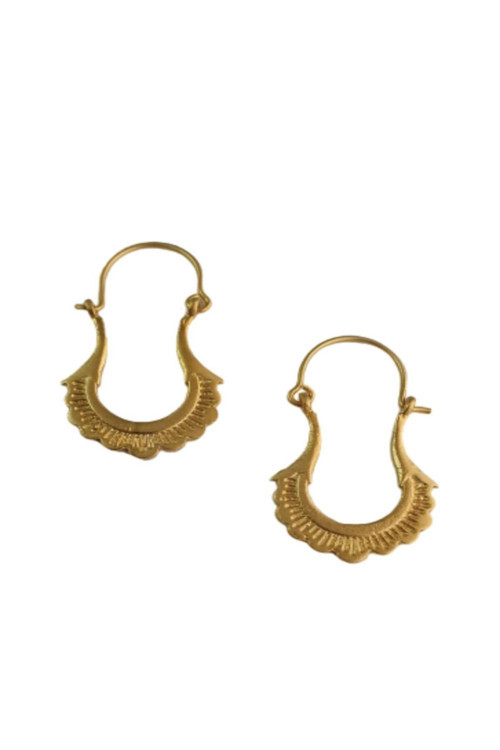Çelik Antik Desenli Küpe Gold