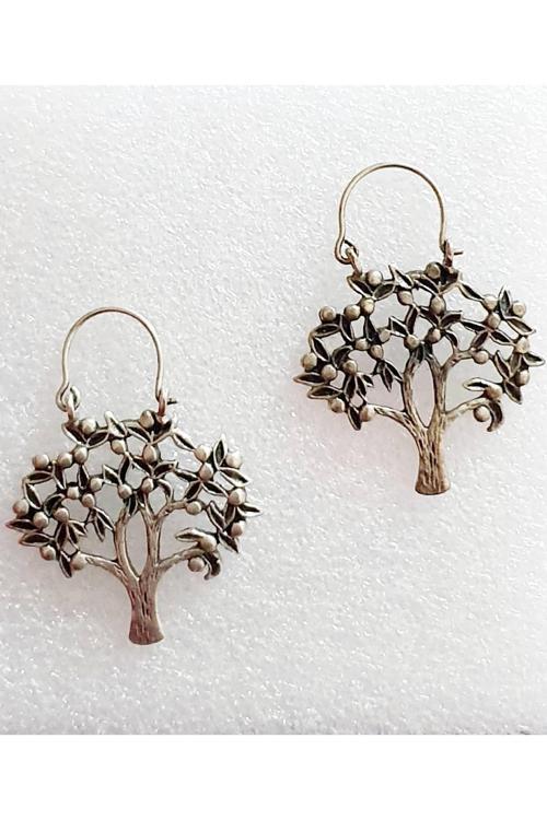 Kadın Gümüş Kaplama Ağaç Küpe