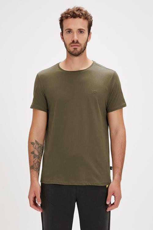 Solid T-Shirt Haki Basic Erkek Tişört	