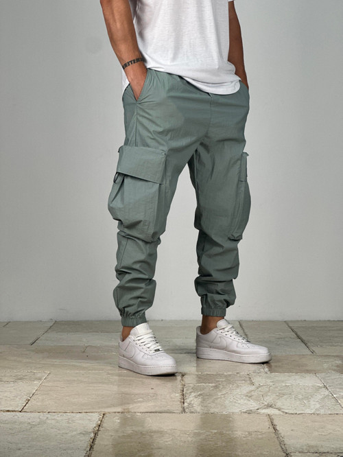 Premium Kalite Su Yeşili Paraşüt Kumaş Jogger