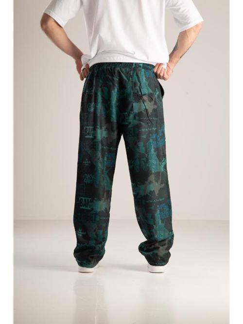 Karma Desenli Yeşil Baggy Pantolon