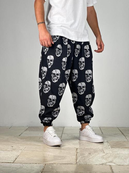 Kurukafa Desenli Pileli Yarım Şalvar