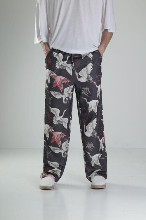Kuş Desenli Baggy Pantolon