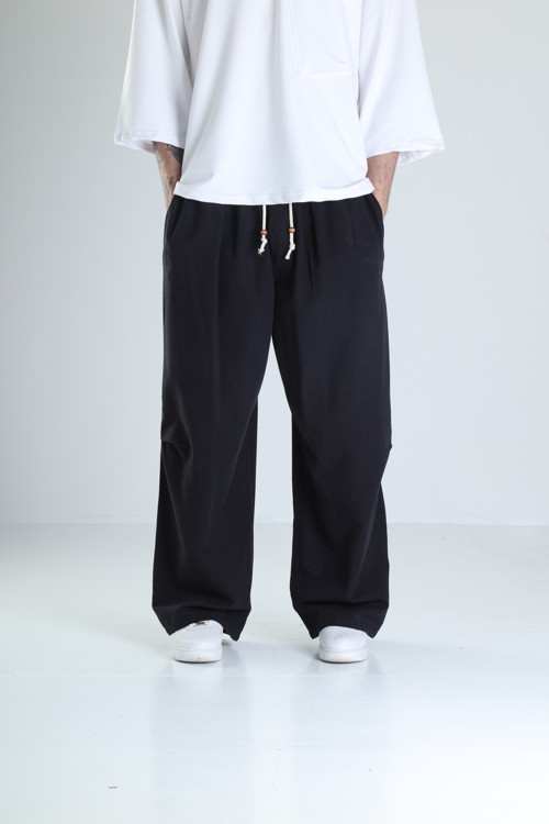 Baggy Siyah Keten Pantolon