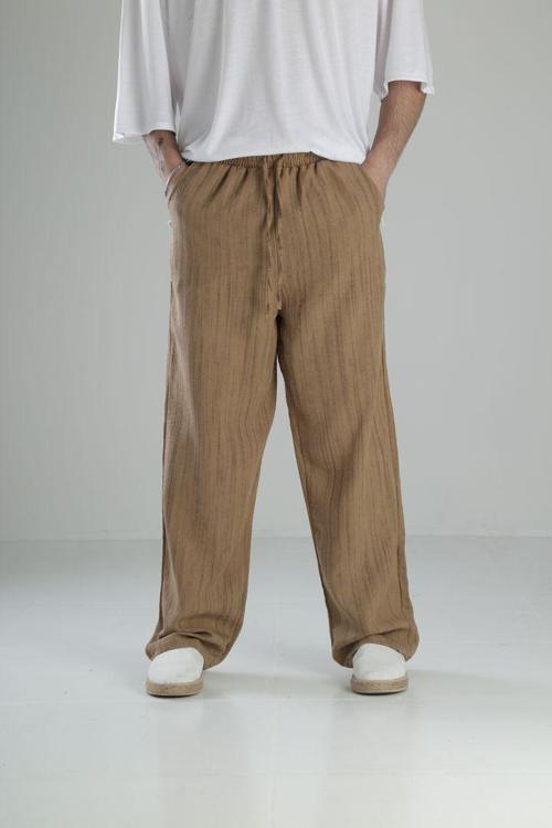 Aerobin Keten Kahve Baggy Pantolon