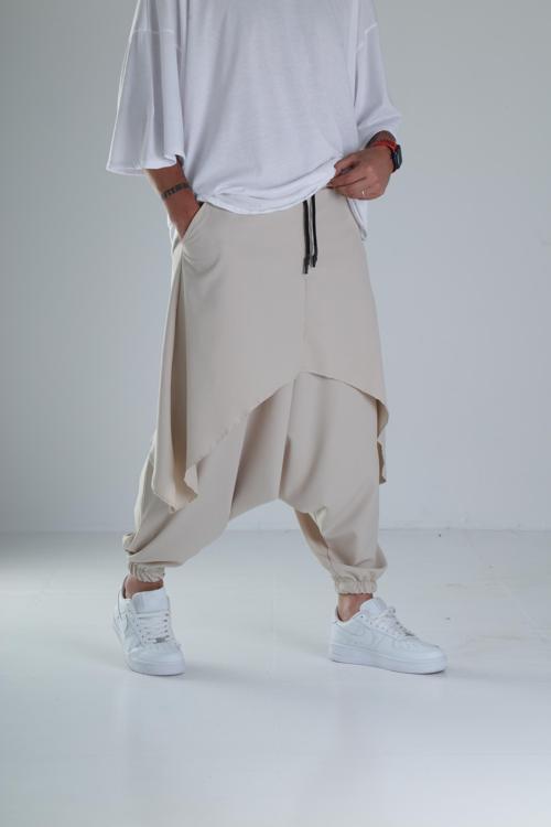 Oversize Şalvarlı Samurai Bej Pantolon